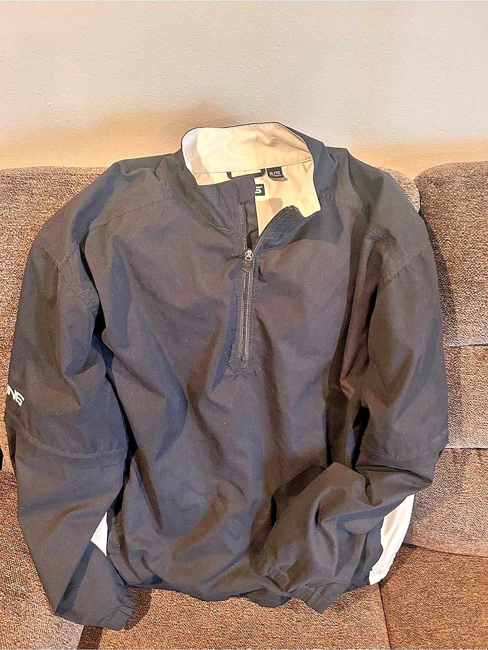 PING Men's Black & White Color Block Pullover Jacket XL